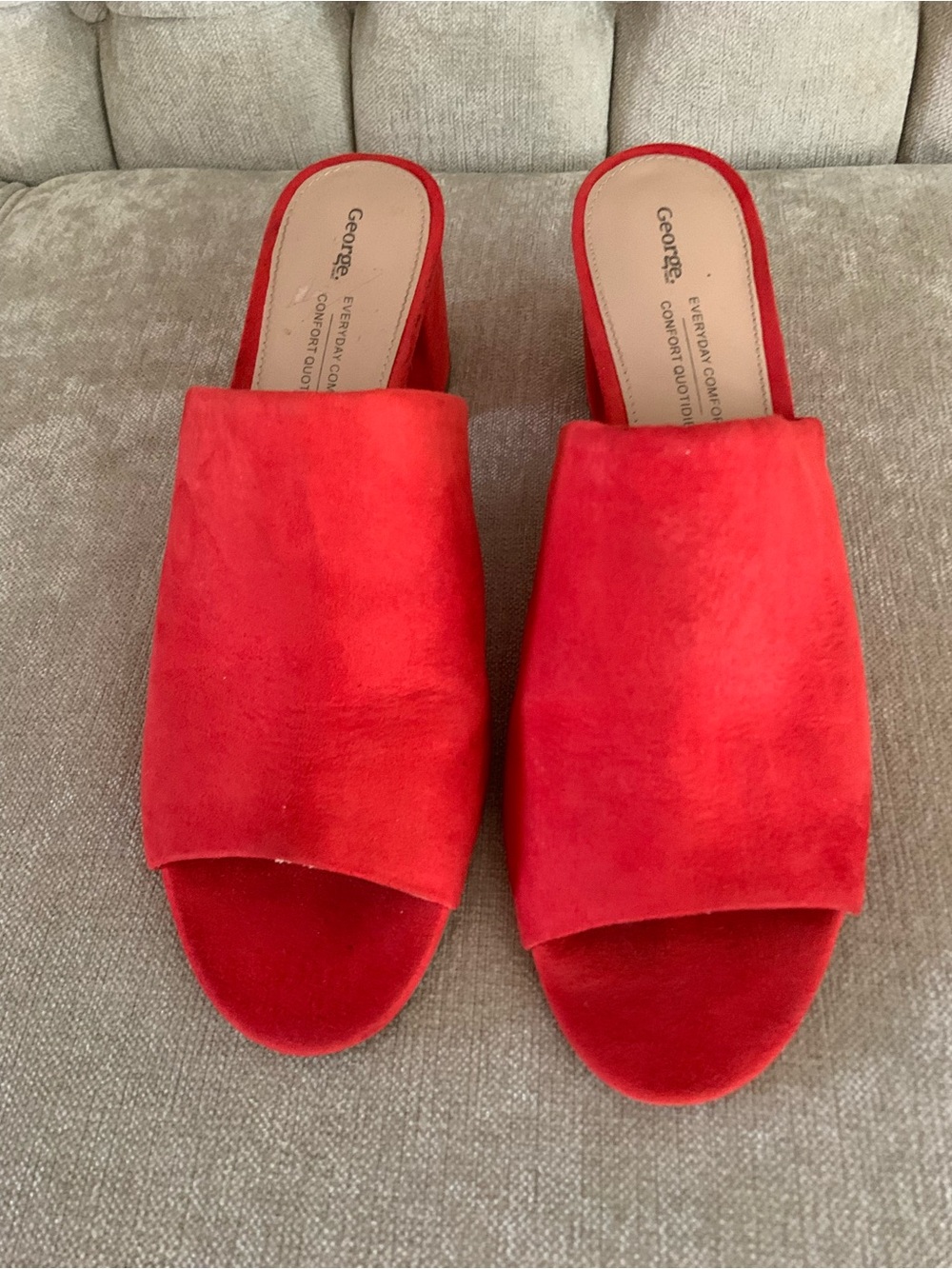 George Red Suede Open-Toe Mule Slides